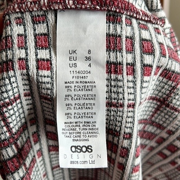 ASOS DESIGN MIDI SMOCK DRESS FRILL NECK BLACK & RUST CHECK PRINT SIZE 4P - Picture 8 of 11